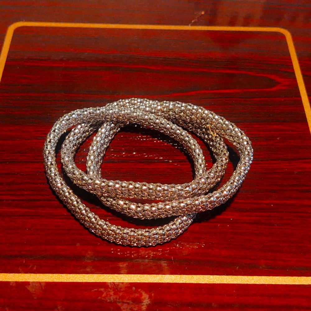 Silver stretchy Art Deco bracelet